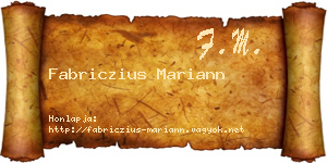 Fabriczius Mariann névjegykártya